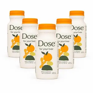 DOSE Daily Liver Support Detox Shots 5 Pack, 2 fl oz Each, Natural Milk Thistle, Turmeric Detox Cleanse Drink for Healthy Liver Function, Digestion, Immune Support, Organic Herbal Wellness Supplement, USA Made Bundle, Natural Energy Boost Wellness