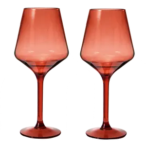 Floating Wine Glasses for Pool - Set of 2-15 OZ Shatterproof Poolside Wine Glasses, Tritan Plastic Reusable, Beach Outdoor Cocktail, Wine, Champagne, Water Glassware Spring Summer (Muted Red)