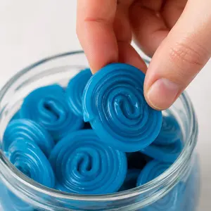 Blue Raspberry Licorice Wheel Candy | Dual Line 16 oz (1 LB) Bag | Bulk Candy