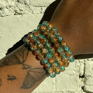 Orange Blue Beaded Bracelet
