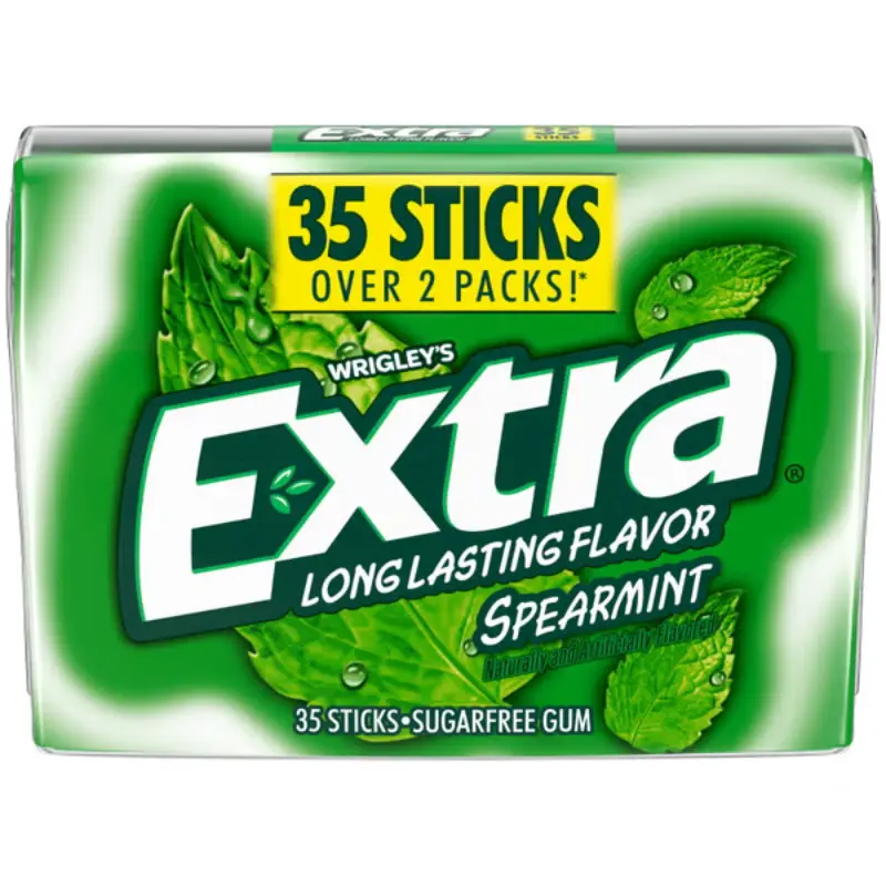 2x Wrigley's Extra Spearmint Chewing Gum, Sugar Free, Fresh Breath Mints, 35 Count Pocket Pack, Long-Lasting Flavor, Refreshing Snack, Perfect for On-The-Go 35ct