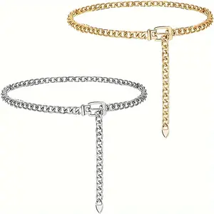 Large Size, Edgy Golden Waist Belt with Tassel - Durable Zinc Alloy, Adjustable Buckle, Casual Street Fashion Accessory for Women, Casual Fashion