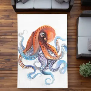 Begin Home Decor C1ROAR57LKRSZ2 5 x 7 ft. Funny Colorful Octopus Outdoor Rectangle Area Rug - Kids Home Decor