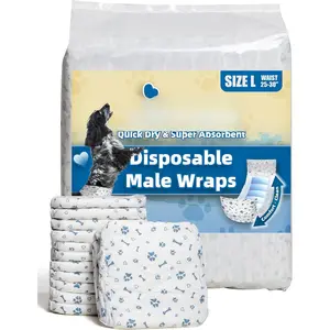Disposable  Diapers Male Wraps Large 50 Counts, Super Absorbent Doggie Diapers for Male Dogs with  Marking or Excitable Urination