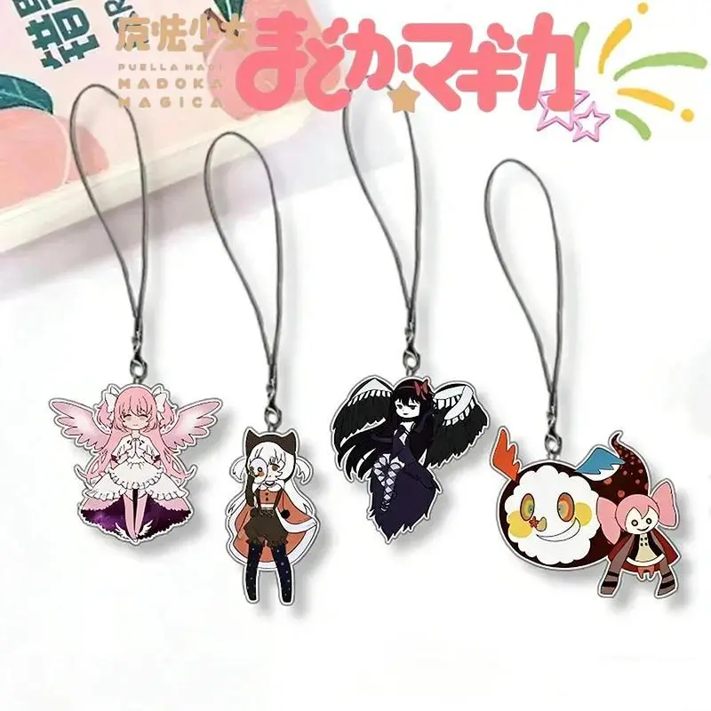Anime Puella Magi Madoka Magica Kaname Madoka Akemi Homura Cosplay Keychain Acrylic Phone Strap Bag Backpack Keyring Decoration