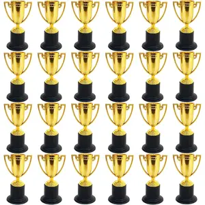 24 Pack Mini Trophies for Kids Awards,Plastic Gold Award Trophy Cups,Golden Award Trophy Cups Set,Gold Participation Trophys Cup for Party Favors,Rewards,Props,Sports,Competitions(4 in)