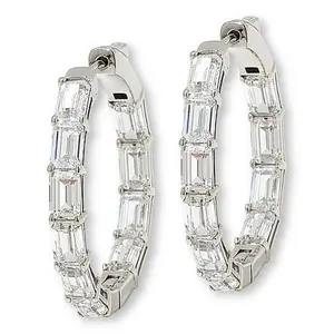 Radiance by Absolute™ Emerald Cut 1" Inside-Outside Hoop Earrings