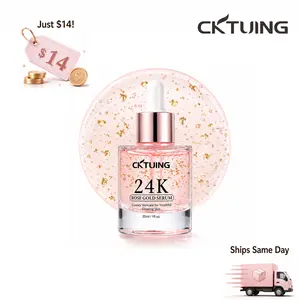 1/2PK-24K Rose Gold Flakes Serum | Real Gold + Rose Extract + Hyaluronic Acid | Instant Glow & Firming | Korean Luxury Skincare quick absorption anti-aging hydrating