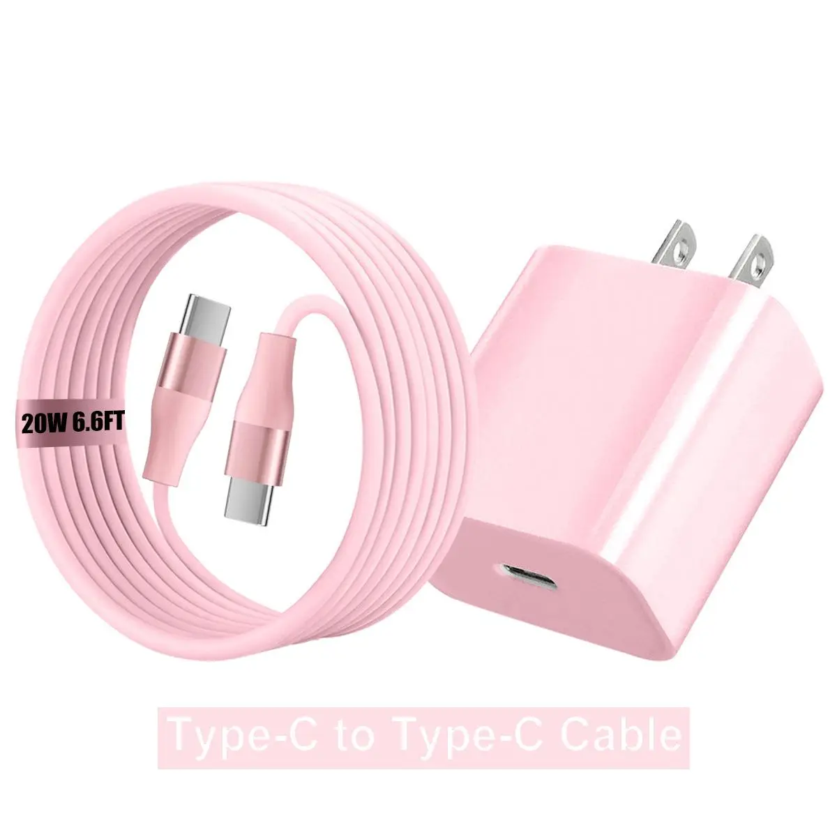 20W Type-C to Type-C Cable + 20W PD QC2.0 Wall Charger for Phone Type-C port, Fast Charging Data Cable Compatible with iPhone 15/HUAWEI/Samsung/Xiaomi