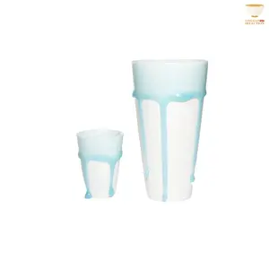 Jin Hongyang Pink Blue Drip-Glazed Celadon Cola Cup | Handcrafted Oriental Celadon Aesthetic Cup