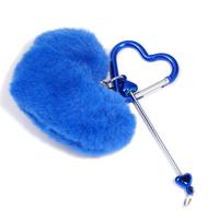 ZK569012  Heart pom-pom keychain  Dark blue/5pcs