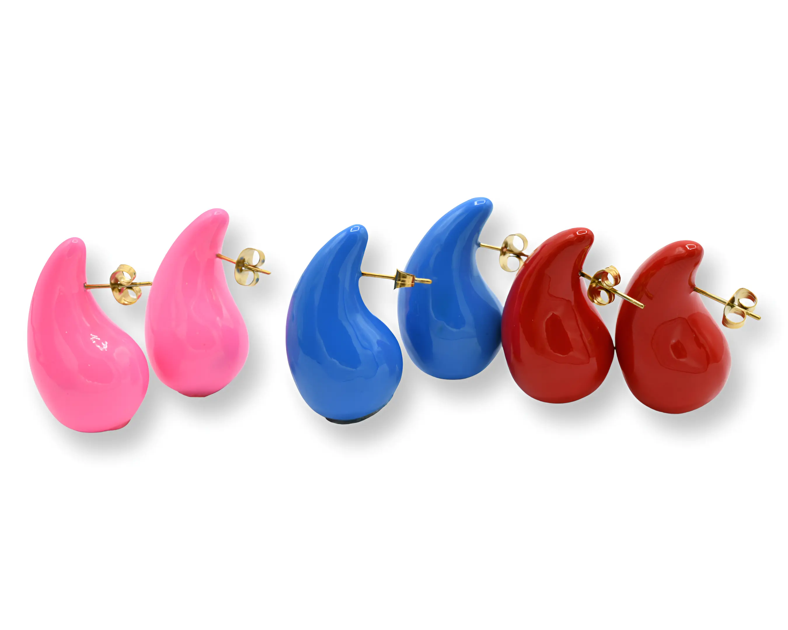 Stainless Steel & Enamel Drop Color Earrings