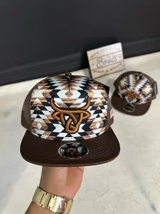 Copper Lost Calf Snapback Hat with Patterned Design, Classic Six-Panel Style, and Adjustable Closure