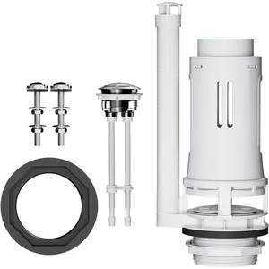 R&T 3-Inch Toilet Flush Valve Replacement Kit with Push Button, Tank to Bowl Gasket with SUS304 Bolts, Toilet Repair Kit Inside Tank for 2-piece Toilet