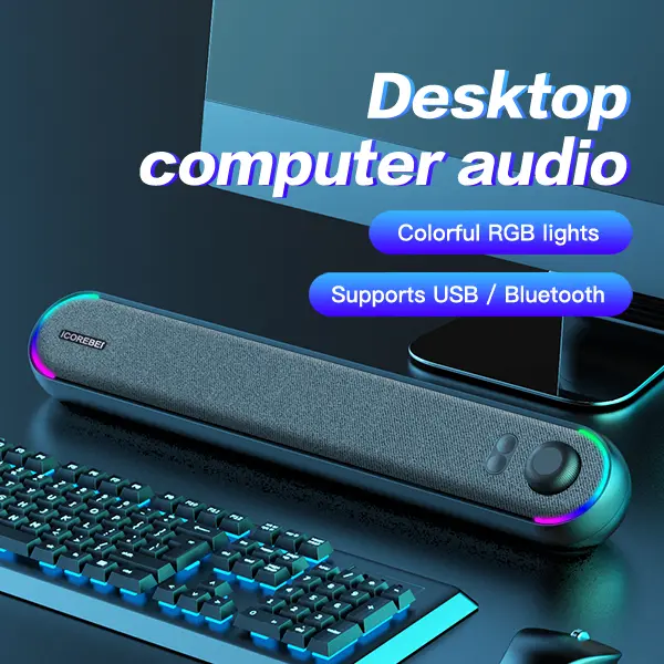 Computer speakers, HiFi stereo desktop soundbar, compatible with ...