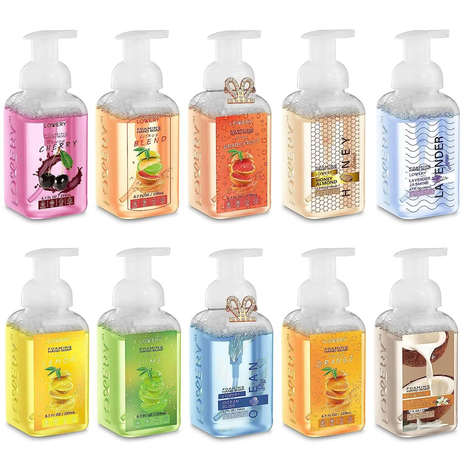 Citrus Foaming Hand Soap - Pack of 10 Scented Hand Wash Lavender Nail Aloe Cleansing