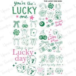 The Lucky One Mini DTF Transfer Gang Sheet 24.5" Wide x 36" Long Direct To Film Trendy Vibrant Designs for Stylish Wardrobe