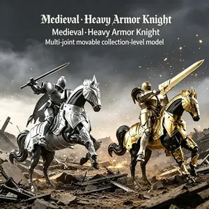 New Retro Medieval Knight Action Figure, Armor War Horse Model, Multi-Joint Robot Doll, Perfect Gift for Holidays