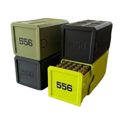 223/5.56 Stackable Sliding Tray Ammo Container 50 Rounds Compact Dual Locking Mechanism EDC Range Day 3D Printed Secure Closure