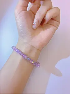 Super Shiny Genuine Crystal Bracelet for Women, Pink and Purple Gemstone Bracelet, Fashionable, Sweet, Sparkling, Light Luxury