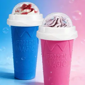 Magic Squeeze Slushy Cup - Quick Freeze DIY Frozen Drink Maker, Reusable Icee Cup with Straw & Spoon, Portable Summer Kitchen Gadget for Home & Travel (for Kids & Adults)