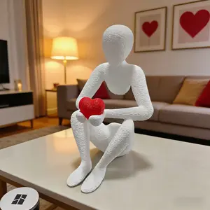 Love Embrace Warm Decorative Figurine, Cozy Atmosphere Home Decoration Valentine's Day Romantic Gift, Perfect Love Choice Unique Design Heart Figure, Decorative Sculptures, 1 Piece
