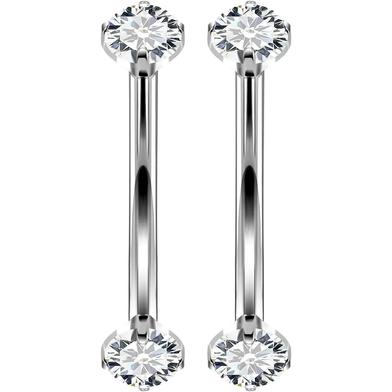 16G Astm F136 Titanium Eyebrow Piercing Jewelry Curved Barbell Eyebrow Ring Vertical Labret Lip Jewelry Daith Rook Earrings Navel Small Belly Button Ring Piercing Jewelry for Women Men CZ