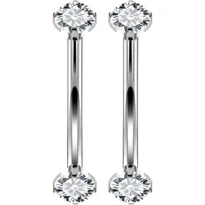 16G Astm F136 Titanium Eyebrow Piercing Jewelry Curved Barbell Eyebrow Ring Vertical Labret Lip Jewelry Daith Rook Earrings Navel Small Belly Button Ring Piercing Jewelry for Women Men CZ
