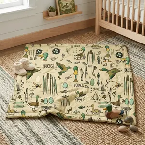 [Ship From US] Mallard Duck Baby Lovey Blanket – Ultra Soft Minky Security Blanket, Cozy Woodland Nursery Decor, Baby Lovey Blanket for Newborn, Baby Shower Gift