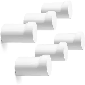 Wall Hooks 6 Pack, Modern Decorative Coat Hooks Wall Mounted, Handmade White Hat Hooks Heavy Duty Entryway Wall Hangers for Hanging Towels Robes Purses (White)