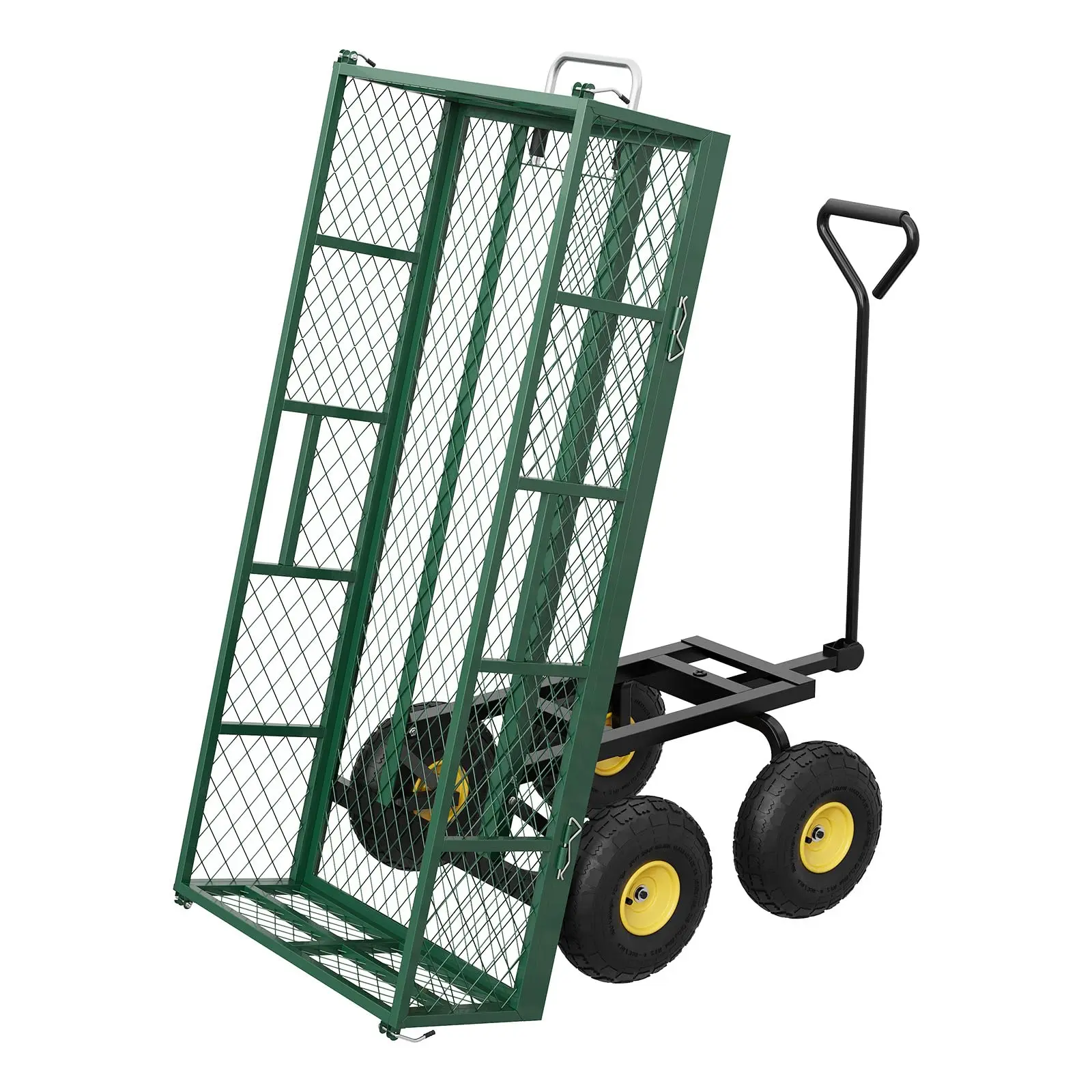Garvee Heavy-Duty Steel Garden Cart with 900 lbs Capacity, Removable Sides, Converts to Flatbed, Features 180° Swivel Handle and 10-Inch Wheels for Easy Maneuverability