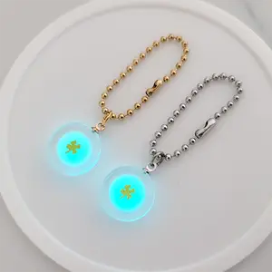 Monoria Studio Glow in the Dark Double Sided Lucky Four-Leaf Clover Keychain with Personalized Initial