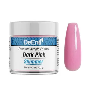 DeEnti Shimmer Acrylic Powder, 0.78 oz Dark Pink Shimmer, Non-Yellowing Self-Leveling Formula, Salon-Grade Professional Quality for Manicure Nail Art & Fake Nails
