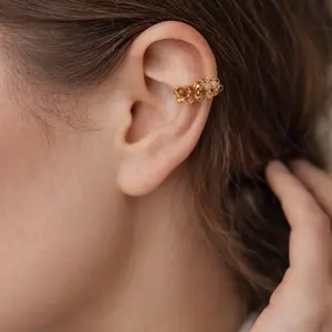 Minimalist Gold Ear Cuff Perfect for Spring & Summer Outfits Gold Beaded Ear Cuff  No Piercing Needed