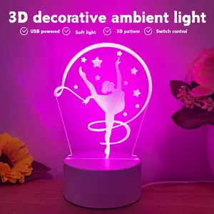 1pc Ballet Dancer 3D Night Light, USB Powered Table Lamp, Creative Bedroom Atmosphere Light, Novel Room Decoration Light