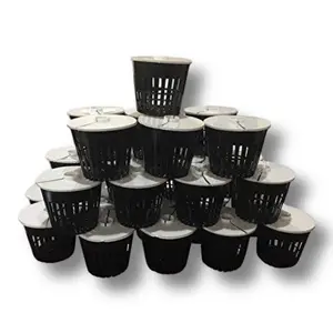 Net Pot 3 inch with Lids Mesh Hydroponic Aeroponic Orchid Round (25 Pack)