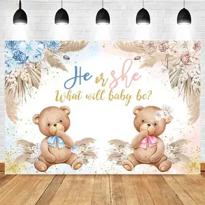 Gender Reveal Party Background Balloon Baby Shower Party Newborn Boy Or Girl Poster Dot Photography Backdrop Family Photocall