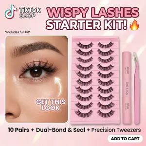 3 in 1 set 10 Pairs fluffy lash clusters Eyelash Extensions Kit with Tweezers&Bond and Seal ， Light-Volume Wispy Professional Makeup Lashes Silk Fiber，Easy DIY and Long-Lasting，Non-Irritating，High Quality 3D Lash Bottom Supplies Set Cosmetic