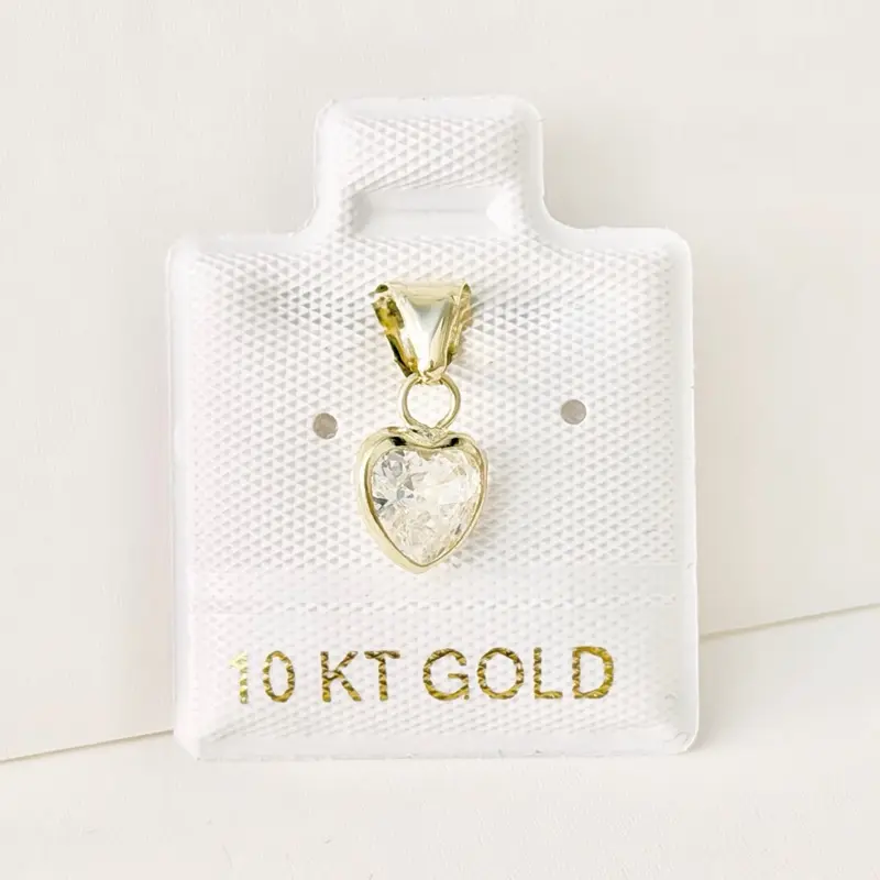 10k Gold Pendant - Small White Heart
