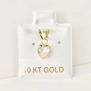 10k Gold Pendant - Small White Heart