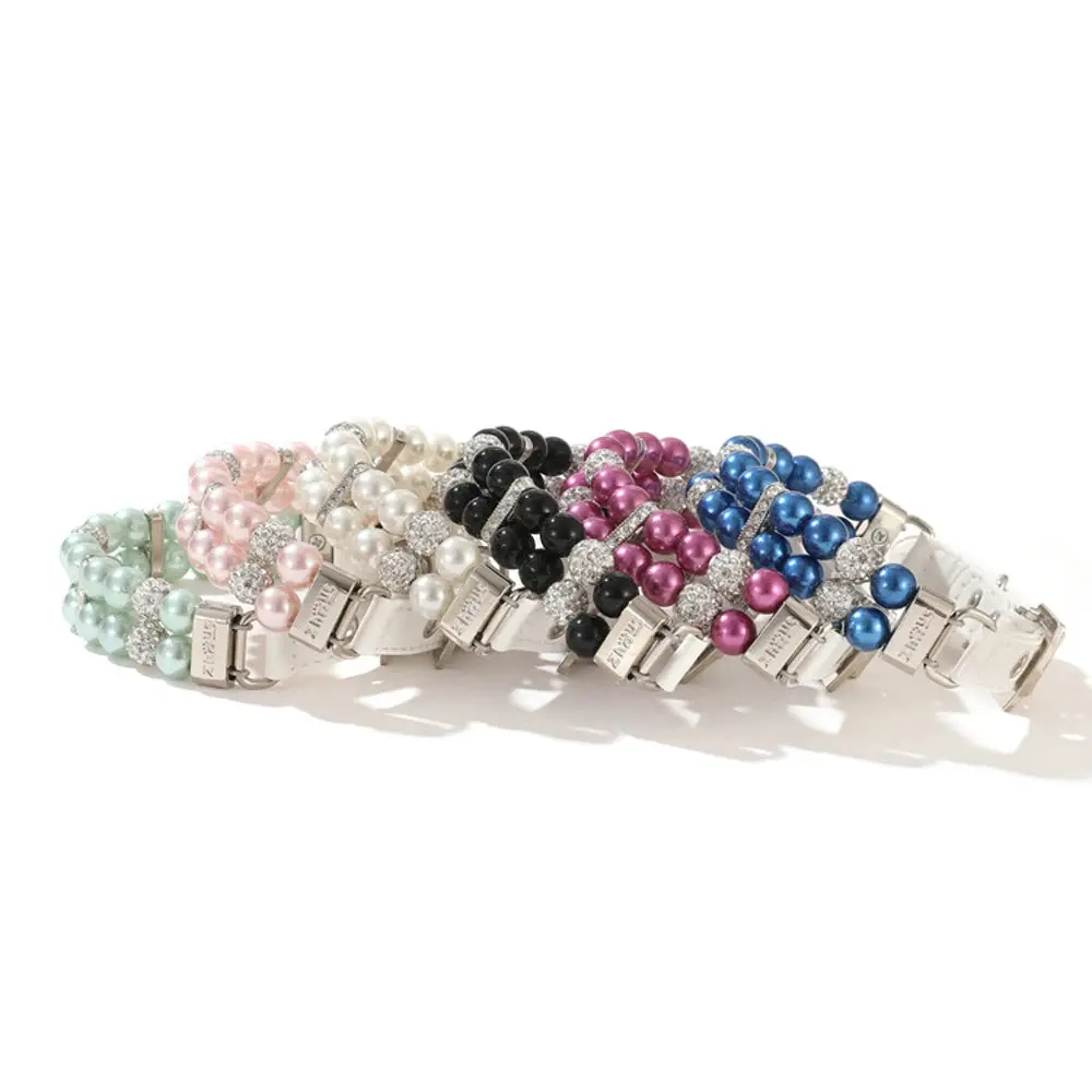 Pearl Pet Collar with Rhinestones
