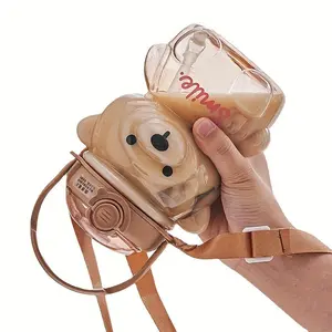 1pc Cute Bear Mug 1000Ml Straw Cup