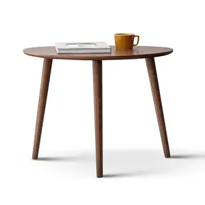 Solid Wood End Table,Small Oval Coffee Table.Mid Century Modern Pebble End Tables with Tapered Legs,Vintage Style Walnut Colored Solid Wood Furniture (22.83''D x 33.46''W x 15.75''H)