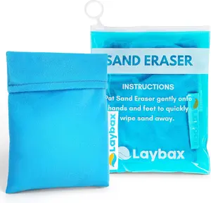 Sand Eraser - Refillable Sand Remover  for Beach with Elastic Hand Strap Towel for Families on Beach, Large Size with Sliding Top Resealable Bag & Zipper Pouch, Only 3 Ingredients