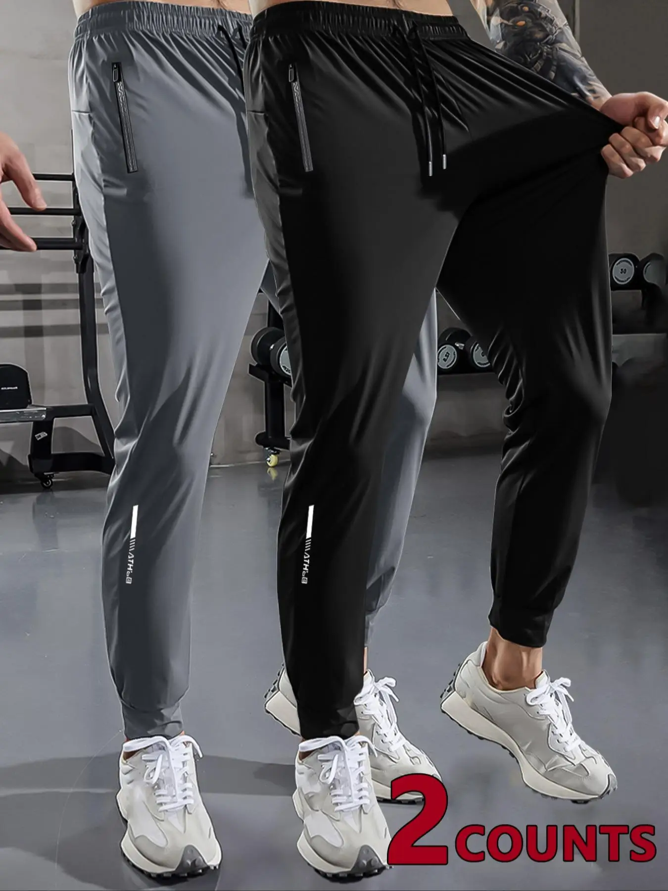 Men's Solid Pocket Drawstring Stretchable Jogger Pants, Zipper Pants for Outdoor Gym Workout Running, Pants for Men, Mens Bottoms for All Seasons, Rel