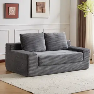 Niccae Deep Seat Sofa Bed - Corduroy Reversible Couch for Small Spaces, No Assembly Required, Memory Foam Support, Perfect for Apartments & Dorms