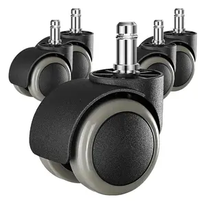 2 Inch Rollerblade Wheels for Office Chairs , 5 count Mute Heavy Duty Rubber Rotating  Desk Chair Caster, Safe for  Floors Carpet,  Standard Stem Size Fits 99%