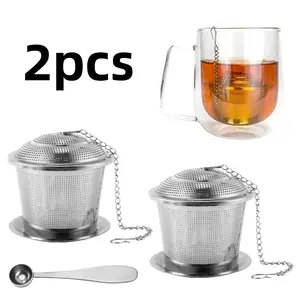 2 pack Extra Fine Mesh Tea Strainer Stainless Steel Ultra Fine Mesh Loose Leaf Tea Strainer Reusable Filter Bags Diffusers for Rooibos, Green, Black, Herbal