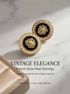 1 Pair Vintage-Inspired Lion Head Stud Earrings - Graphic Pattern Dripping with Sophistication Elegant Women's Earring Accessories - Perfect for Everyday Wear and Party Occasions Anniversary | Mother's Day Gift for Her