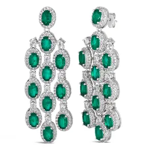 Art Deco Chandelier Earrings in Emerald